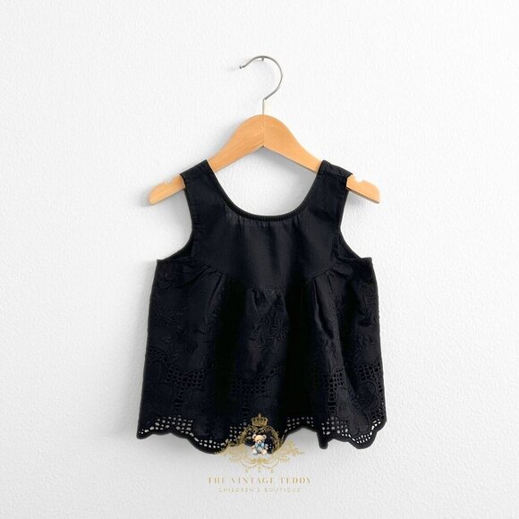 Other - NWT Pretty Girls Blouse Lovely Floral Eyelet Lace Embroidery Bohemian Black 7Y
